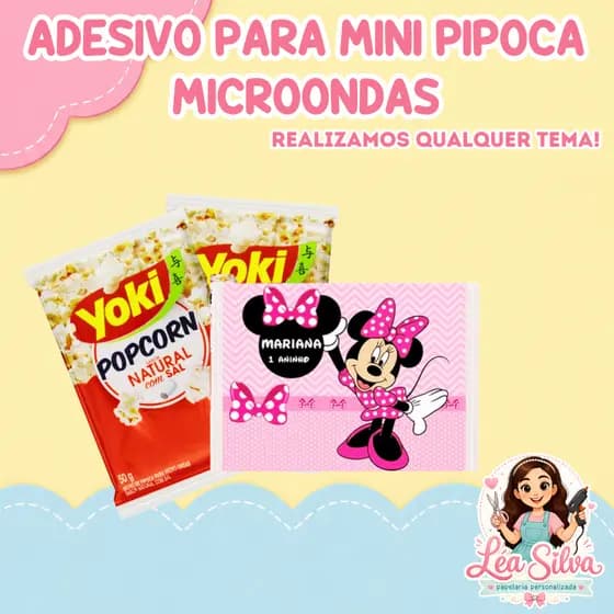 ADESIVO PARA MINI PIPOCA DE MICROONDAS 50G - PERSONALIZADOS COM O TEMA DESEJADO.
