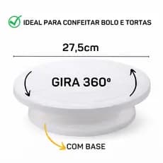 Bailarina Giratória 27,5cm para Bolo Prato Giratório 360° Base Confeitaria Decoração Profissional