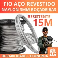 FIO DE AÇO REVESTIDO COM NAYLON 3MM - DISPONÍVEL : 1M , 5M , 10M, 15M -  PARA ROÇADEIRA STIHL E OUTRAS MARCAS