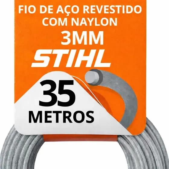 FIO DE AÇO REVESTIDO COM NAYLON STIHL 3MM - PARA ROÇADEIRA STIHL E OUTRAS MARCAS.