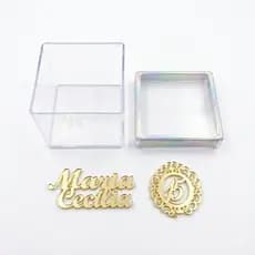 Caixinha Acrílica 5x5 Personalizada Lembrancinha 15 Anos Festas Kit 20 Unidades