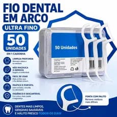 Fio Dental em Arco Ultra Fino - 50 Unidades Higiene Bucal Limpeza Profunda Fácil Não Machuca Gengiva