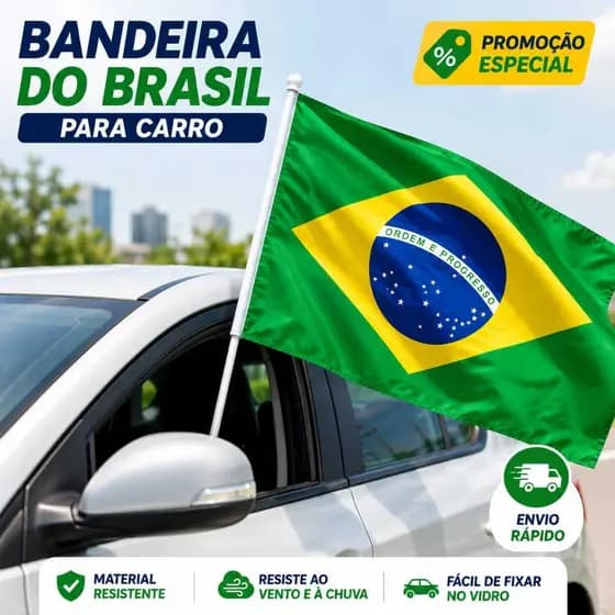 Bandeira do Brasil para Carro Vidro Automotiva Torcida Copa 2026