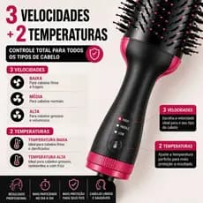 Escova Secadora Elétrica 3 em 1 Seca Alisa Modela Anti Frizz Bivolt Profissional Íons Negativos