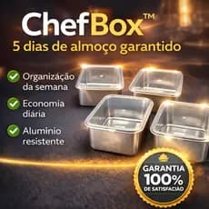Kit 5 Marmitas Alumínio Retangulares com Tampa | Pote Marmita para Refeição ChefBox™