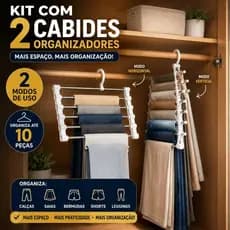 Cabide Organizador  Multifuncional 5 em 1 para Calças Saias shorts  bermudas e Calças Guarda Roupass