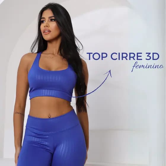 Top Cirre 3D- Esporivo, Feminino, Casual, Brilhoso, Estiloso, Texturizado.