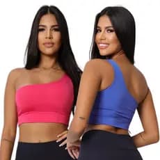 Kit 2 top Alça Única-SEM BOJO, Casual, Esportivo, 15 Variedade de cores, conforto, leveza e liberdade de movimentos