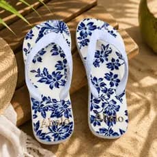 Chinelo Feminino Estampado Floral Confortável | Sandália Rasteira para Praia Verão e Dia a Dia