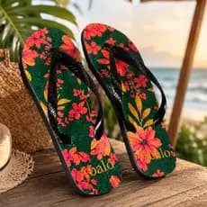 Chinelo Feminino Estampado Confortável | Sandália Rasteira Floral Casual para Verão Praia e Lazer