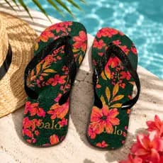 Chinelo Feminino Confortável para Verão | Sandália Rasteira Estampada Floral Casual para Praia ABALO