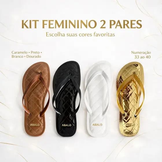 Kit 2 Pares Chinelo Feminino Rasteirinha de Dedo Macio Confortável Sandália Casual Leve Brilho Acolchoado