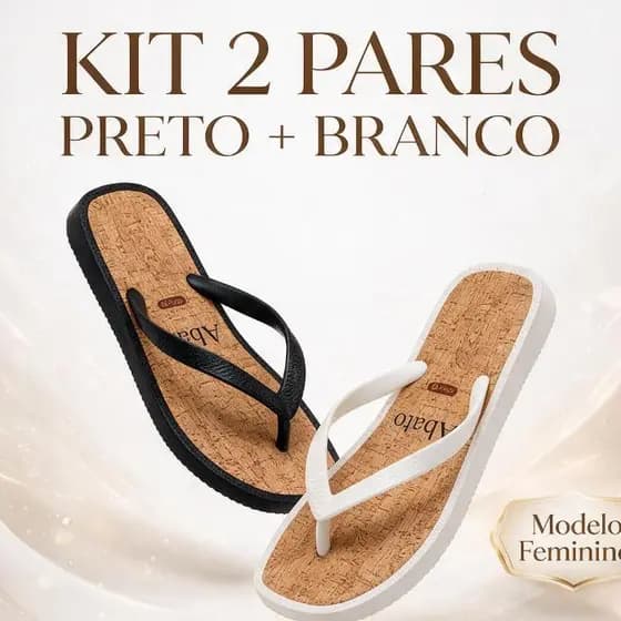 Chinelo Feminino 2 Pares Kit Rasteirinha Casual de Dedo Leve para Praia Piscina Dia a Dia Sandalia 33 ao 40