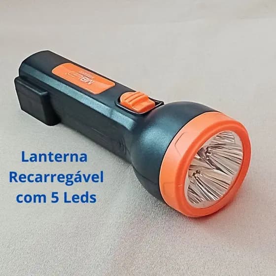 Lanterna Recarregável 5 Leds/ Luz Forte/ Camping/ Pesca/ Trilha/ Super Econômica/ Bivolt 110/220v/ Durabilidade