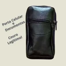 Porta Documento, Celular, Cartões, Moedas confeccionado em Couro Legítimo com Costura Resistente