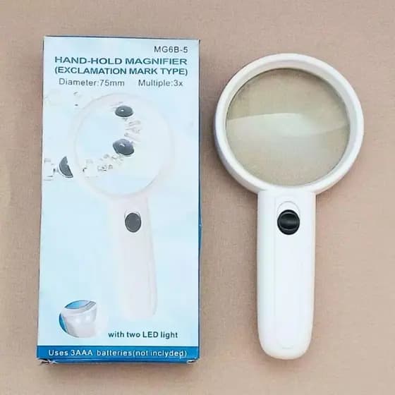 Lupa de mão com Luz Led para Leitura, Coleção de Selos e Moedas, Bula/ Aumenta x3