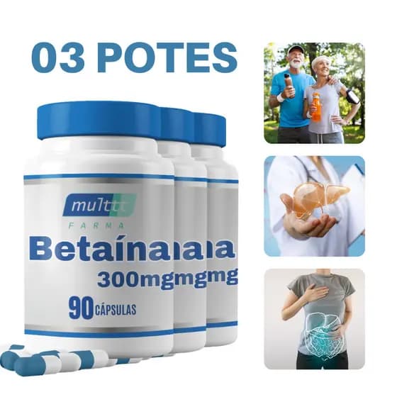 Betaína HCL 300mg 90 Capsulas Betaina Ma Digestão Azia