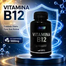 Vitamina B12 1000mcg 60 Comprimidos Suplemento Alimentar Energia Disposição Foco e Vitalidade
