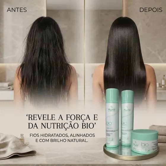 Bio Nutrição Kwai | Cabelos Macios, Nutridos e Sedosos | Shampoo, Cond. ou Máscara
