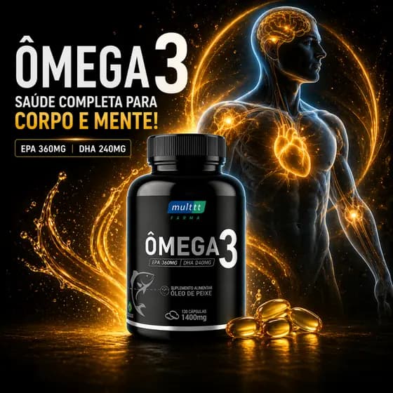 Ômega 3 1400mg EPA DHA Óleo de Peixe 120 Cápsulas Coração, Cérebro e Saúde Diária