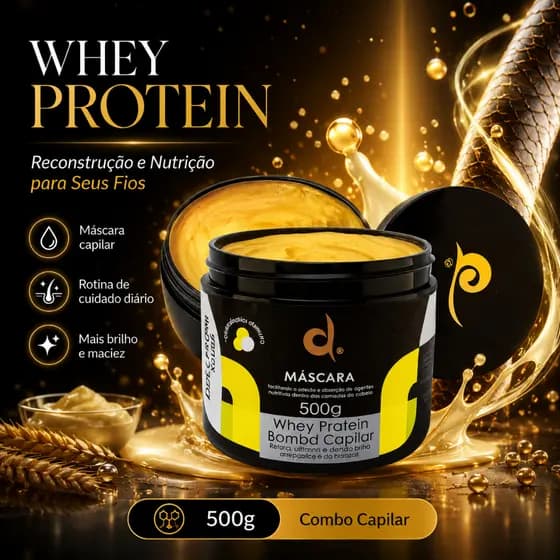 Máscara Nutrição 500g Bomba Capilar Whey Protein Efeito Teia Todos Tipos de Cabelo