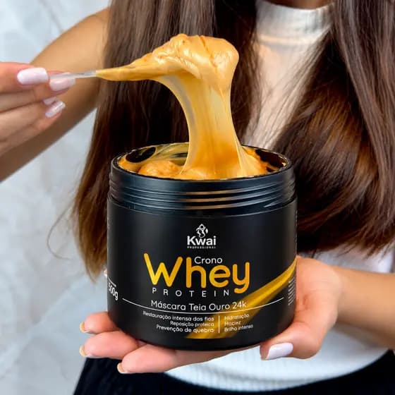 Mega Hidratação Ouro Marroquino 24k Efeito Teia Máscara Capilar Whey Protein
