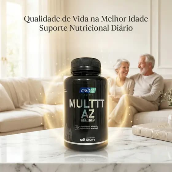 Multivitamínico A a Z 50+ 1000mg 60 Comprimidos Vitaminas Minerais Energia Imunidade Bem-Estar Diário