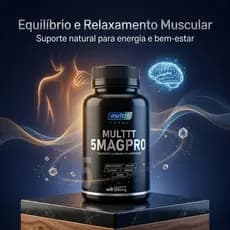 5MAG PRO Magnésio 1000mg 60 Comprimidos Suplemento Alimentar Energia Músculos Sono Foco e Bem-Estar