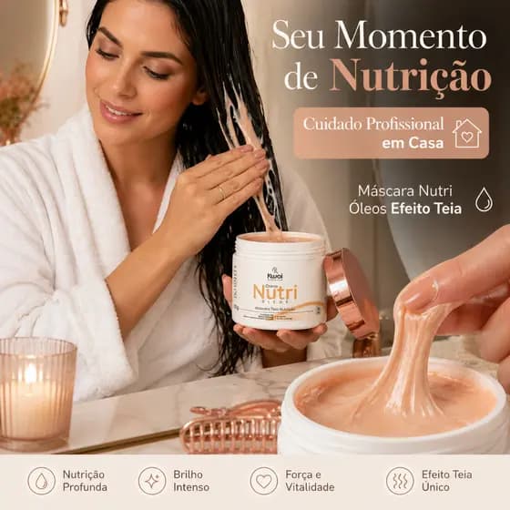 Máscara Nutri Óleos Kwai 500g Nutrição Intensa Efeito Teia Redução do Frizz Brilho e Recuperação dos Fios