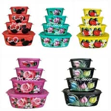 Kit promocional 10 conjunto de 4 peças decorado,potes tapoer,vasilhascom tampa