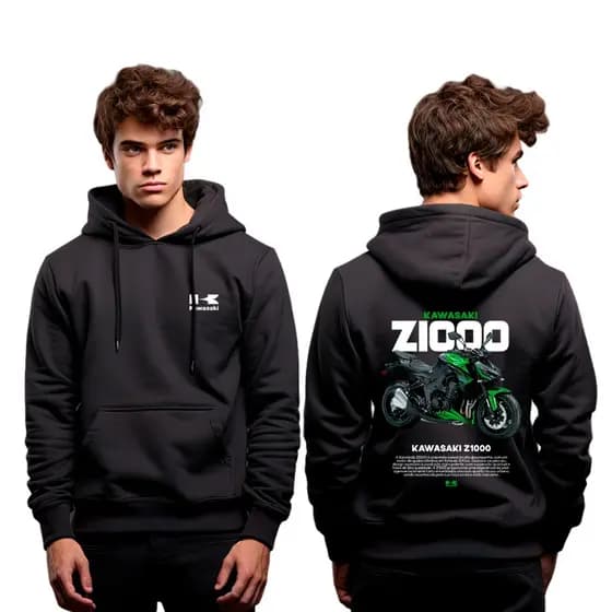 Moletom Canguru Unissex Kawasaki Z1000 Lançamento