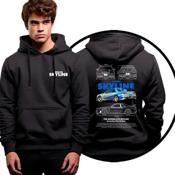 Moletom Casaco De Frio Carro Corrida Luxo Skyline Gtr R34