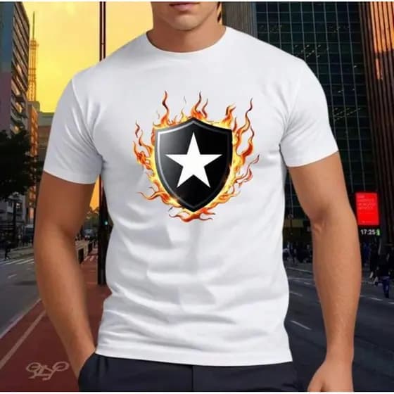 Camiseta Camisa Botafogo Malha de algodão Manga Curta Confortável
