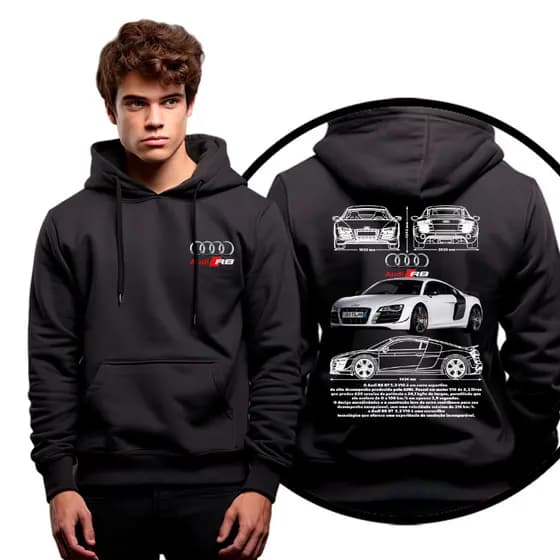 Moletom Casaco De Frio Carro GT R8 V10 Corrida Luxuoso