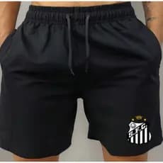 Short Bermuda Tactel Praia Mauricinho Treino Academia Corrida Esportivo Esporte Masculino Futebol Time Santos