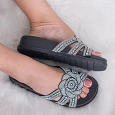 Papete Birken do 34 ao 42 solado alto modelo flor  Feminina de Manta Strass Sandalia  Rasteirinha Glitter