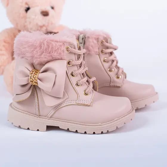 Bota Coturno Feminino Modelo Laço Botinha Menina estilo Blogueirinha Confortável e leve