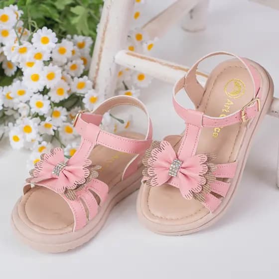 Sandália Menina Modelo 080-015 Infantil com strass Feminina Confortável
