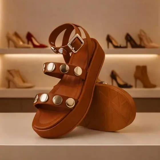 Chinelo Feminino sandália Plataforma  com ABS  Modelo Moeda confortável