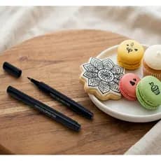 KIT C/2 Canetas Pretas de Tinta Alimentícia Comestível Pretas Artigo de Cozinha Arte Papelaria Confeitaria - 3958