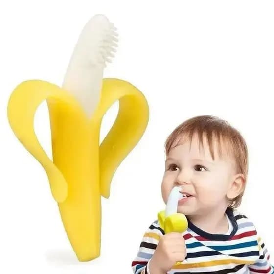 Mordedor de Silicone Banana para Bebê Massageador de Gengiva Seguro e Atóxico para Dentição