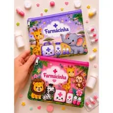 Kit 2 Necessaire Farmacinha Infantil para bebê | Porta Remédios para Bolsa | Kit 2 farmácinha Personalizads de bolsa