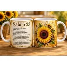 Caneca Personalizada Salmo 23 | Caneca Cristã de Cerâmica 325 ml | Presente Evangélico