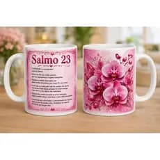 Caneca Cristã Salmo 23 325 ml | Presente de Fé com Linda Estampa Floral Caneca Salmo 23
