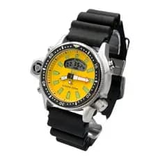 Relógio Masculino Série Prata Amarelo Silicone