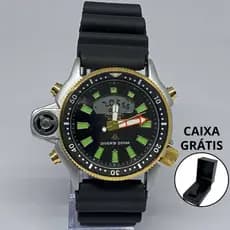 Relógio Masculino AQUA Série Ouro Pulseira de Borracha Citiz