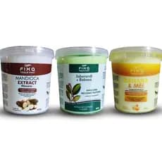 Kit Cronograma Capilar Completo 400g - 3 Produtos - Mandioca, Banana e mel e Jaborandi com Aloe  Vera Babosa - Hidratação Nutrição e Reconstrução - Fixa Cosméticos