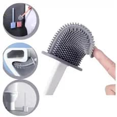 KIT com 2 Escovas Sanitária Lavatina Silicone Limpar Vaso Privada Com Adesivo Para Parede Banheiro Toalete