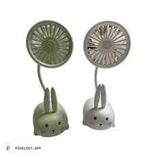 Mini Ventilador de Mesa Coelho C/ Haste Flexível (ENVIO DE CORES ALEATÓRIO ENTRE VERDE E BRANCO)