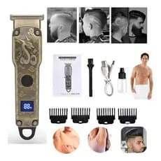 Maquina De Cortar Cabelo E Aparar Pelos Usb Dragão Com Led Visor 127/220v Profissional